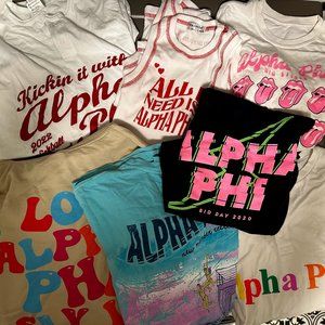 Lot of Alpha Phi Tees, Tanks, Sweatshirt (8 total), Medium